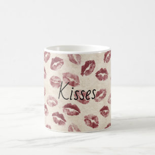 Mug Baisers aux lèvres rouges crème
