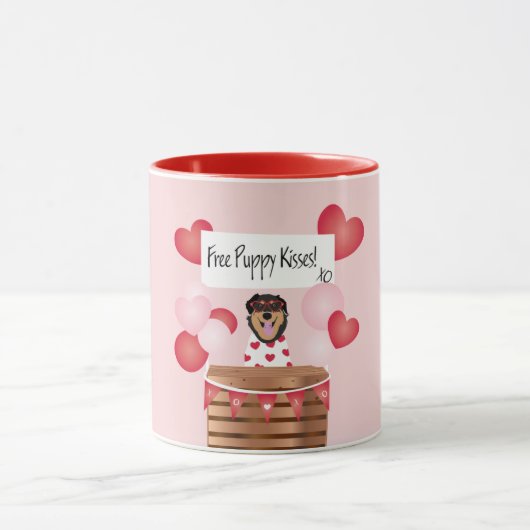 Mug Baisers de chiot gratuit Valentine Chien (Centre)