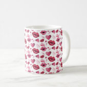 Mug Baisers Et Coeurs Motif Aquarelle (Devant droit)
