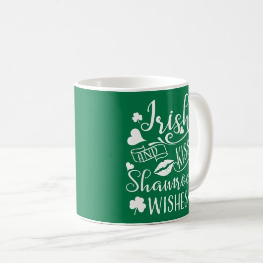 Mug Baisers irlandais et souhaits Shamrocks (Devant droit)