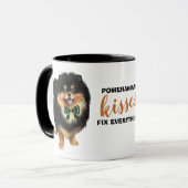 Mug Baisers Poméraniens Tan Noir Réparez Tout Musique (Devant gauche)