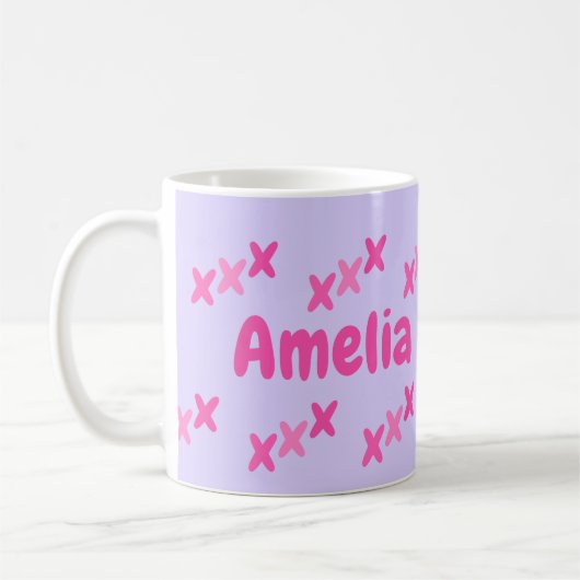 Mug Baisers rose Lilac personnalisés (Gauche)