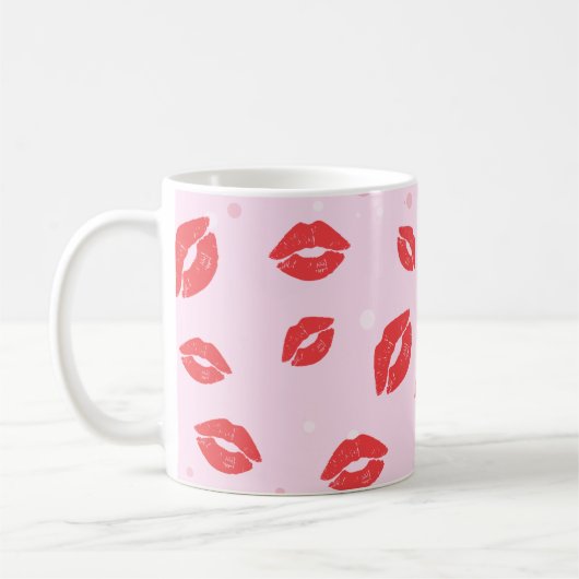 Mug Baisers rouge à lèvres sur Motif Arrière - plan ro (Gauche)