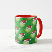 Mug Bal De Tennis Vert À Santa Hat Motif (Devant droit)