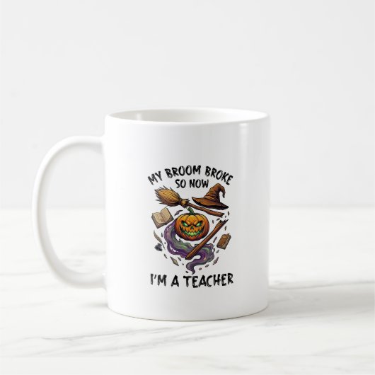 Mug Balai Cassé Professeur Halloween Citrouille Chapea (Gauche)