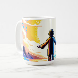 Mug Balance des mondes - Futuriste Pixel Art Tech