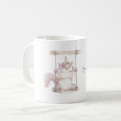 Mug Balançoire Licorne Blanche Violette (Devant gauche)
