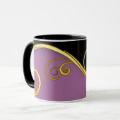 Mug Balayage noir violet avec Monogramme (Devant gauche)