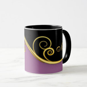 Mug Balayage noir violet avec Monogramme
