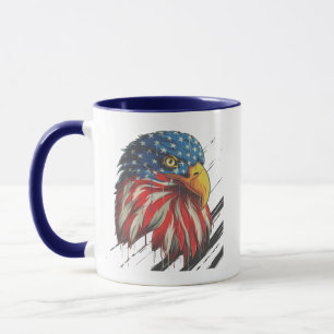 Mug Bald Eagle Bird USA Drapeau Pleurant Patriotique