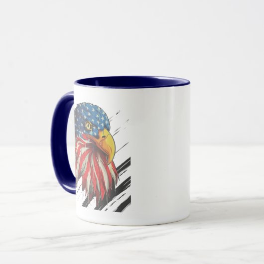 Mug Bald Eagle Bird USA Drapeau Pleurant Patriotique (Devant gauche)