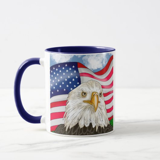 Mug Bald Eagle devant le drapeau américain Art patriot (Gauche)