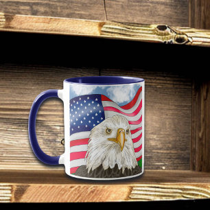 Mug Bald Eagle devant le drapeau américain Art patriot