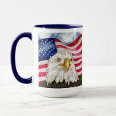 Mug Bald Eagle devant le drapeau américain Art patriot (Gauche)