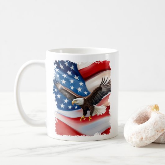 Mug Bald Eagle & US Drapeau 4 juillet (Avec donut)
