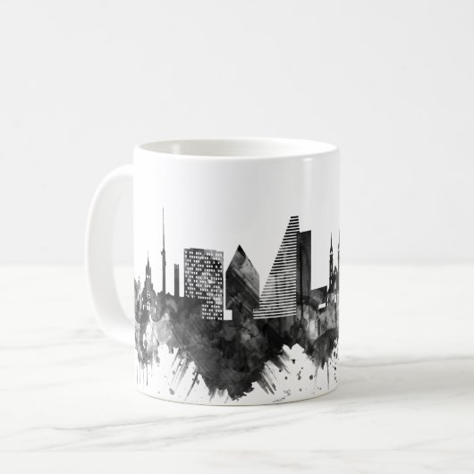 Mug Bâle Suisse Skyline BW (Devant gauche)