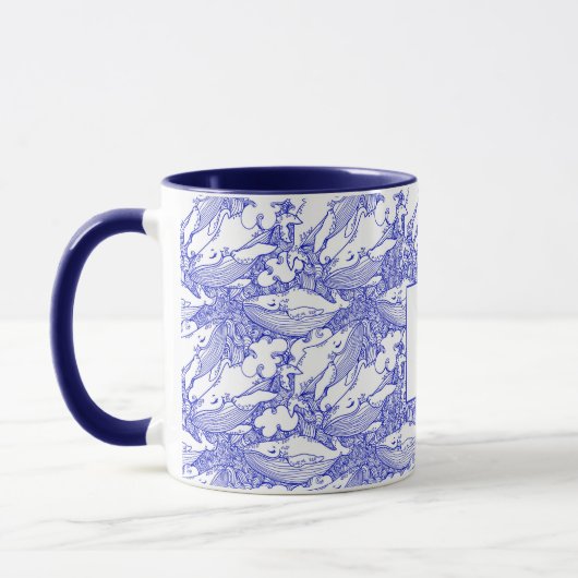 Mug Baleine à bosse bleu et blanc monogramme (Gauche)