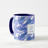 Mug Baleine à bosse bleu monochromatique personnalisée (Devant gauche)