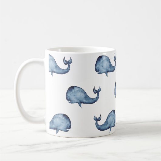 Mug Baleine bleue. Animal marin. Motif nautique (Gauche)
