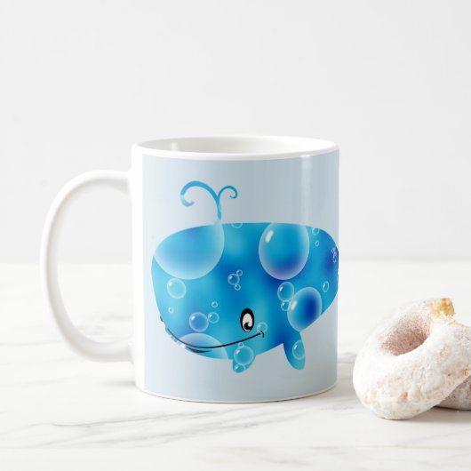 Mug Baleine bleue assez personnalisée (Avec donut)