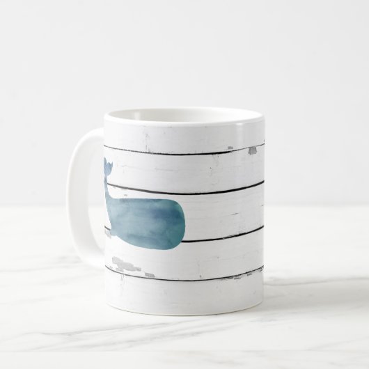 Mug Baleine Bleue Navire nautique Rustique (Devant gauche)
