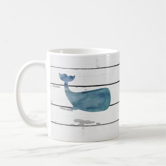 Mug Baleine Bleue Navire nautique Rustique (Gauche)