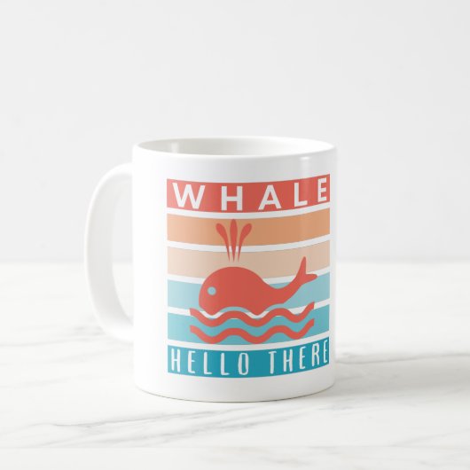 Mug Baleine Bonjour - Amoureux de Baleines Drôle et Sp (Devant gauche)