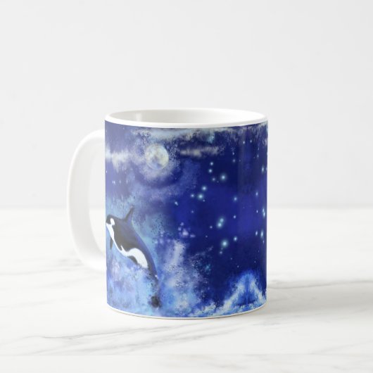 Mug Baleines tueuses en Pleine lune - Dessin d'art - B (Devant gauche)