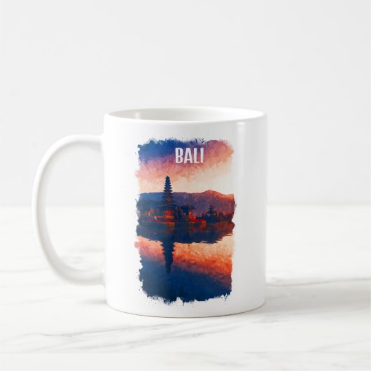 Mug Bali Indonésie Ulun Danu Beratan Aquarelle (Gauche)