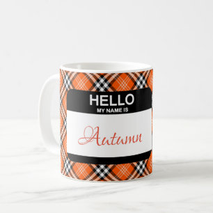 Mug Balise Nom personnalisé orange noir blanc plaqué a