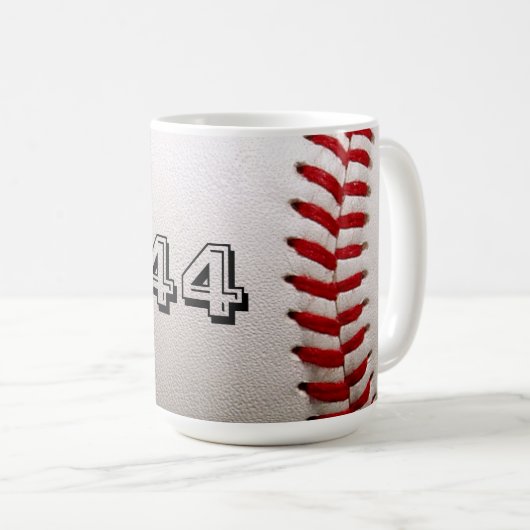 Mug Balle de baseball blanche classique avec numéro de (Devant droit)