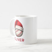 Mug Balle de Baseball Chapeau de Père Noël Rouge Nom N (Devant gauche)
