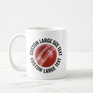 Mug Balle de cricket personnalisée grand texte 312 g.