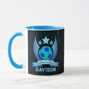 Mug Balle de Football Bleu Néon Cadeaux Personnalisé