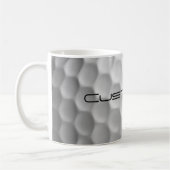 Mug Balle de golf blanche texturée avec nom et numéro  (Gauche)