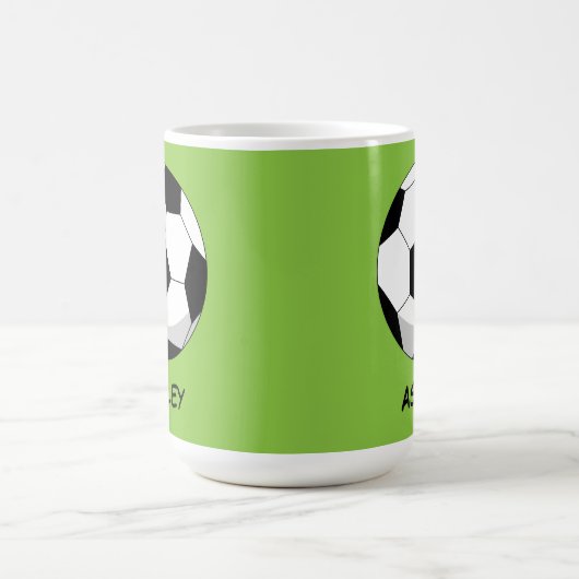 Mug Balle de soccer en dessin | Ajouter Votre Nom (Centre)