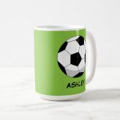 Mug Balle de soccer en dessin | Ajouter Votre Nom (Devant droit)