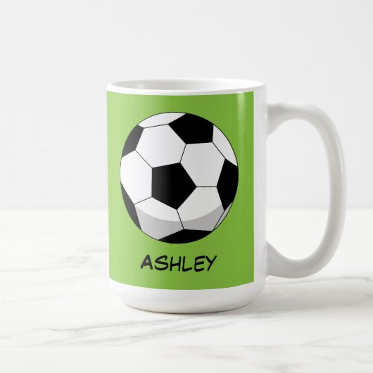 Mug Balle de soccer en dessin | Ajouter Votre Nom (Droite)