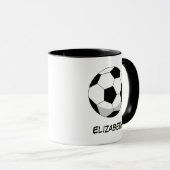 Mug Balle de soccer en dessin | Ajouter Votre Nom (Devant droit)