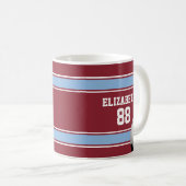 Mug Balle de soccer Jersey Claret Blue Stripes (Devant droit)