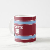Mug Balle de soccer Jersey Claret Blue Stripes (Devant gauche)