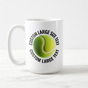 Mug Balle de Tennis Texte Personnalisé Grand 425g. Sur