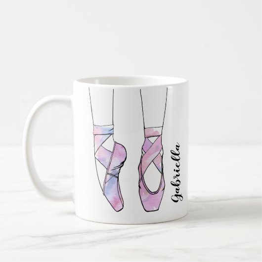Mug Ballerina Ballet rose personnalisé (Gauche)