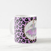 Mug Ballerina en rose sur motif de fourrure de léopard (Devant gauche)