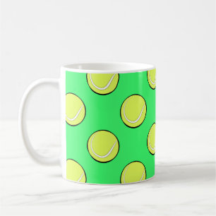 Mug Balles de tennis motif transparent sur fond vert 