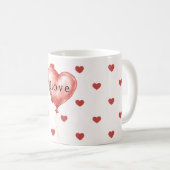 Mug Ballon Cœurs Rouges (Devant droit)