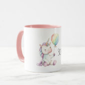 Mug Ballon Licorne Blanc Violet Nom (Devant gauche)