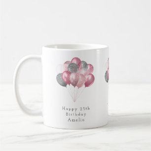 Mug Ballons Brillants Rose et Argent Joyeux Anniversai