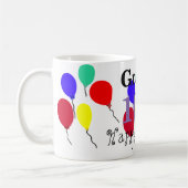 Mug Ballons de 10e anniversaire violets Nom à tout ÂGE (Gauche)