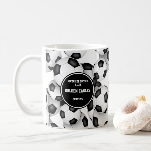 Mug ballons de football motif coach cadeau avec nom pe (Avec donut)